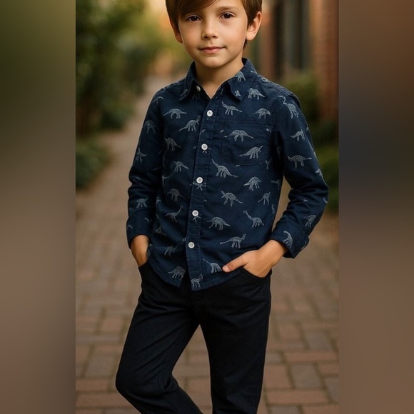 Gymboree shirt button up long sleeve dinosaur skeletons - Picture 1 of 8